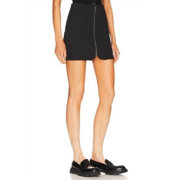 NEW FREE PEOPLE layla denim mini skirt in black - Picture 2 of 3